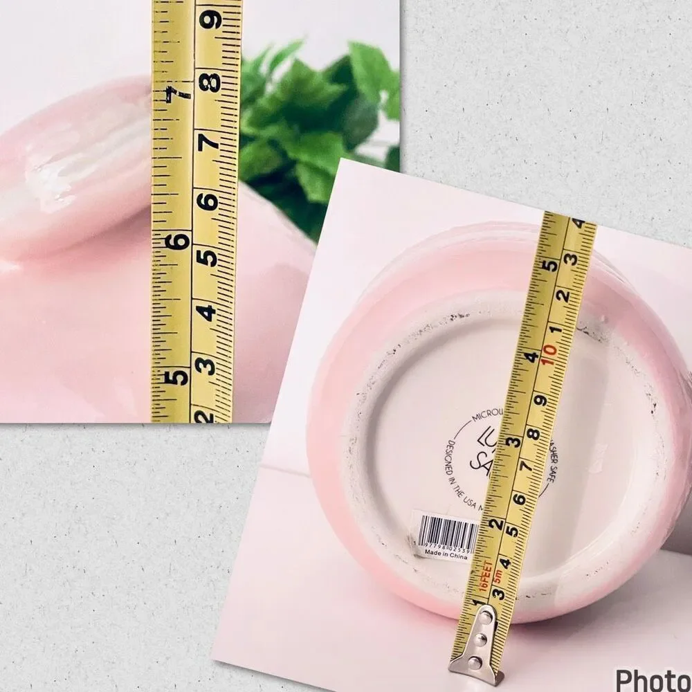 NWT LUNA & SAGE Gorgeous Macaron Pink White Glossy Ceramic 7”Canister Jar w Lid